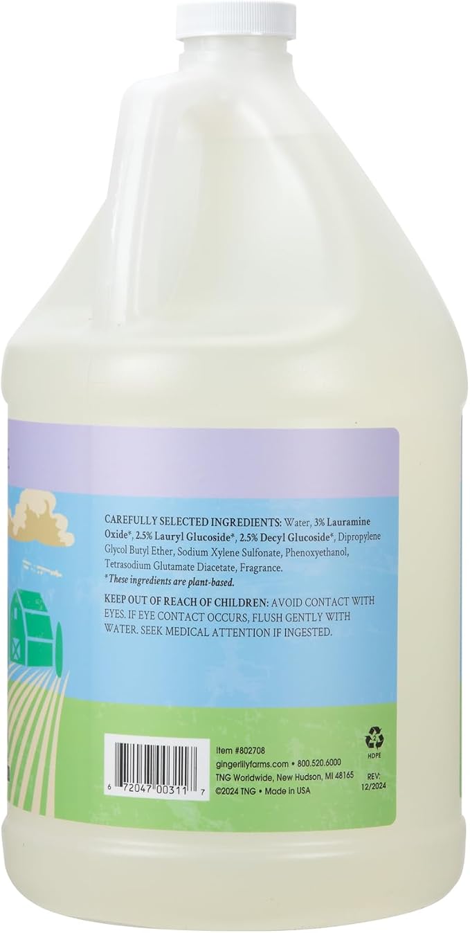 Ginger Lily Farms Botanicals Plant-Based Foaming Spray Dish Soap, Concentrated Formula with Max Grease Cleaning Power, Cruelty-Free, Lavender Chamomile Scent, 1 Gallon (Pack of 4)