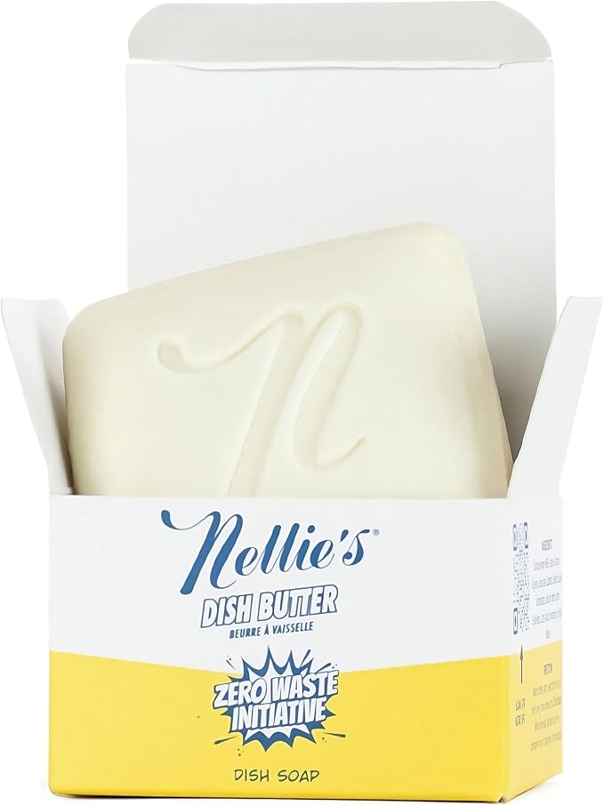 Nellie's Dish Butter Refill - Semi-Solid Zero-Waste Dish Soap Block Alternative - Light Spruce Scent - Easy Refill for Dish Butter Container - (1 Pack) | Phosphate-Free & Septic-Safe, Fits Nellie's Dish Butter Ceramic Container, Made in Canada