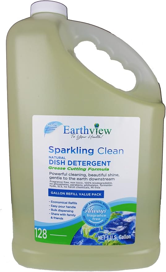 Fragrance Free, Free & Clear, Liquid Dish Soap, 128 Fl Oz (1-Gallon) |For Environmental Sensitivities (MCS, EI, free of MI, Sulfate, SLS) Sensitive Skin, Plant Based, Unscented