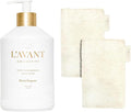 L'AVANT Collective The Ultimate Dish Wash Duo, Natural Luxury Dish Soap 16 Fl Oz with Refillable Glass Pump Bottle & 2 Loofah Dish Sponges for Pots, Pans, Dishes and Kitchen Cleaning, Blushed Bergamot
