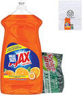 Ajax Triple Action Grease Cutting Dish Soap, Orange Scent, 52 Fl Oz bundled with Scotch Brite Heavy Duty Sponge