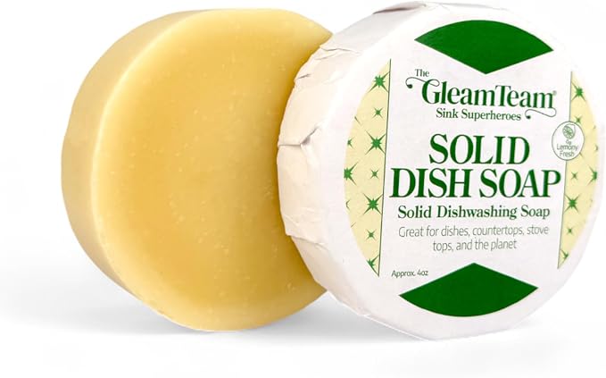 Star Kitchen & Home Gleam Team Cleaning Set - Lemon Love | natural, long lasting dish soap bar with crock and brush