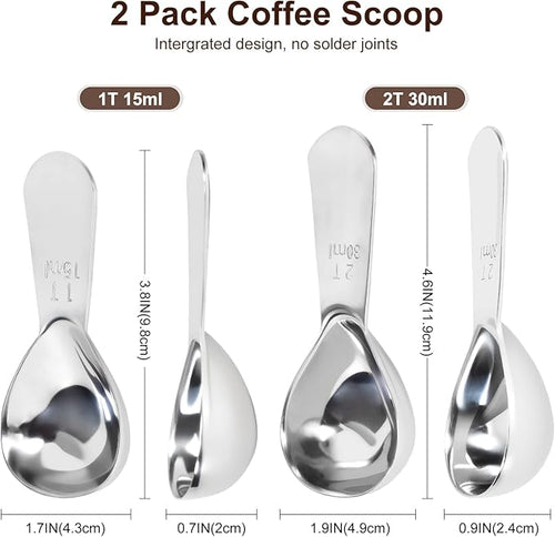 2Pcs Coffee Scoops, Premium 18/8 Stainless Steel Coffee Spoons, Tea and Powder - Image 2