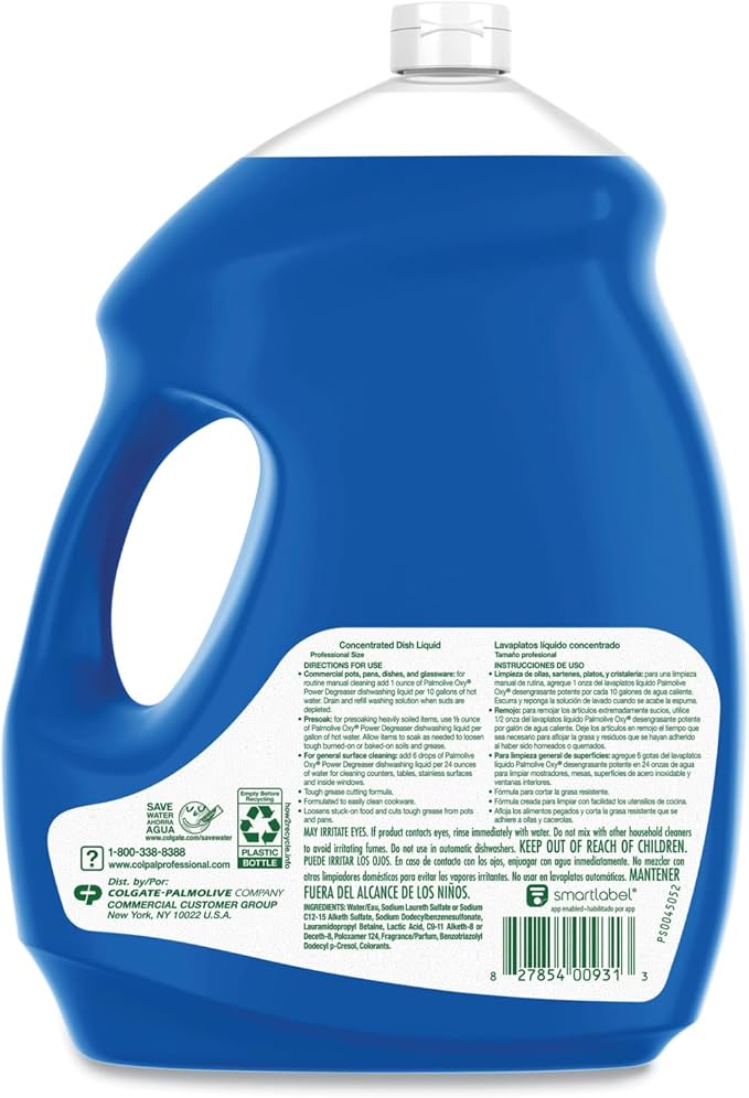 Ultra Professional Concentrated Oxy Degreaser Dish Soap Refill, 145 Fl Oz, bundled with Heavy Duty Scotch Brite Sponge