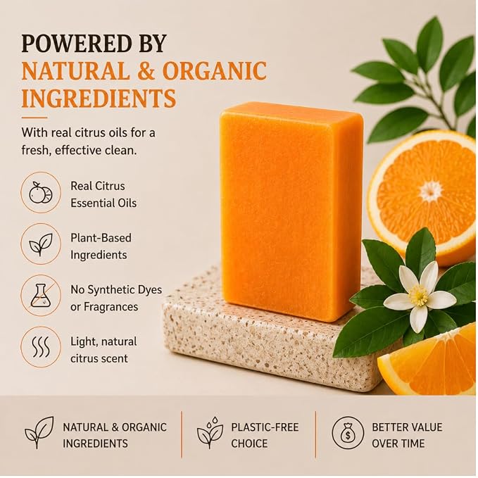 KELEBS 7 Dish Soap Bars | Citrus Essential Oil Formula | Natural & Organic Ingredients | Gentle on Hands | For Plant-Based Kitchens & Light Dishwashing | Biodegradable | No Overpour | Value Pack
