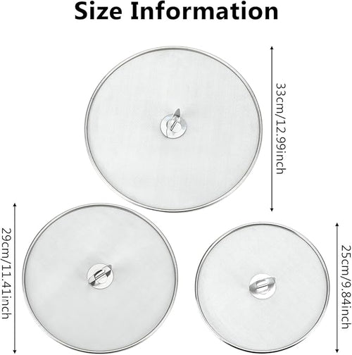 3 PCS Splatter Screen for Cooking, 25/29/ 33 cm Stainless Steel Grease Splatter - Image 2