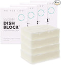NO TOX LIFE Vegan Dish Block, 6 oz – A Solid Dish Soap for Effective Cleaning of Dishes, Pots and Pans – Ultra-Concentrated Biodegradable Formula – Fragrance and Dye Free – 4 Pack