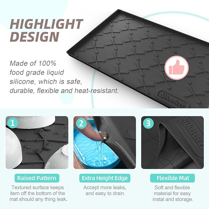 SIKADEER 31" x 22" Under Sink Mat Waterproof, Silicone Mat Kitchen Drawer Shelf - Image 4