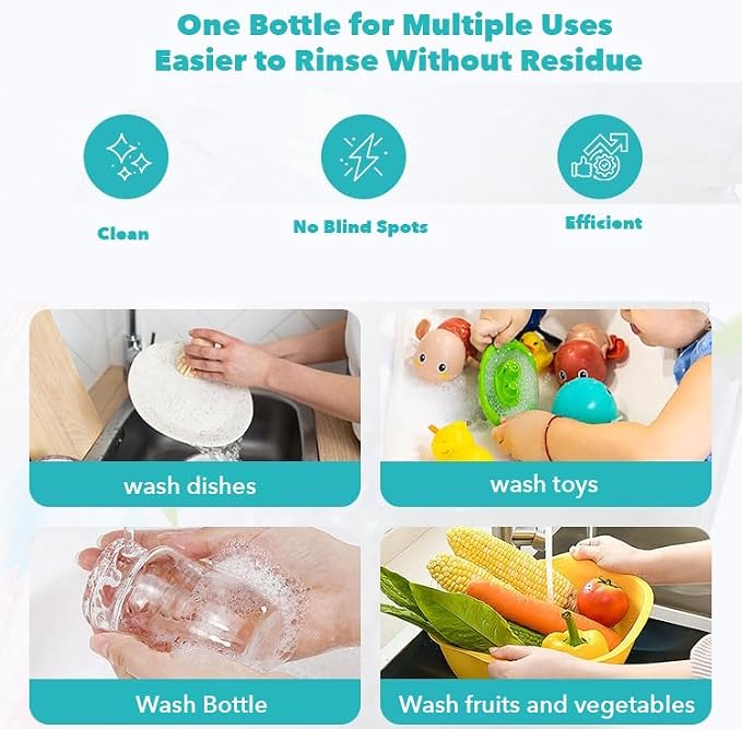 1 PC Wickle Bottle & Dish Liquid Foam, Purifying Bottles Fruits Dishes For Kids, 500ml / 16.9 FL OZ