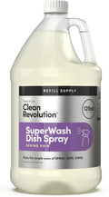 Clean Revolution Dish Spray, Refill Supply, Powerful Formula Cuts Through Grease, Spring Rain, 128 Fl Oz