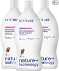 ATTITUDE Dish Soap, EWG Verified, Plant-Based & Vegan Dishwashing Liquid, Naturally Derived, Unscented, 23.7 Fl Oz (Pack of 3)
