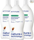 ATTITUDE Dish Soap, EWG Verified, Plant-Based & Vegan Dishwashing Liquid, Naturally Derived, Green Apple and Basil, 23.7 Fl Oz (Pack of 3)