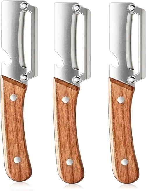 3 Pcs Multifunctional Vegetable Peeler, Wooden Handle, Stainless Steel Blade by Unknown