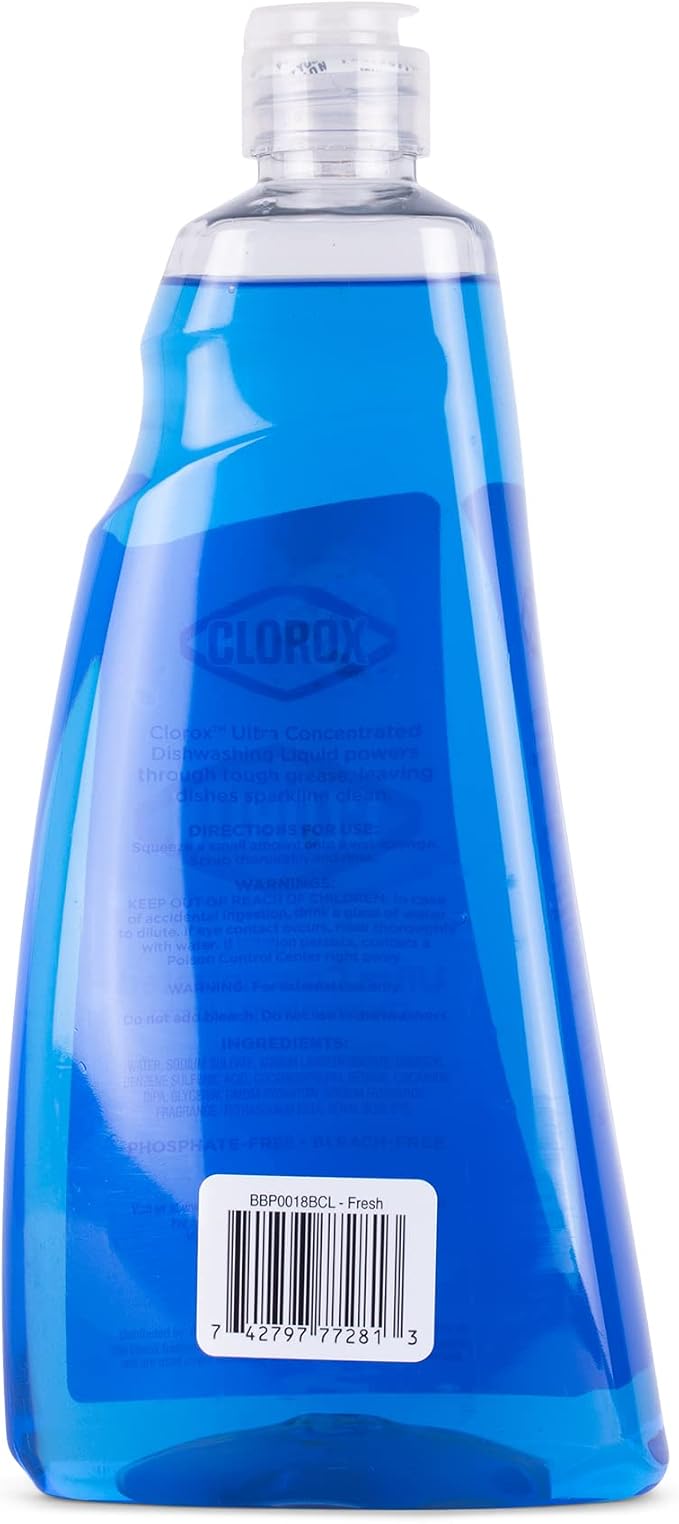 Clorox Ultra Concentrated Liquid Dish Soap with OXI, Fresh Scent - Bleach-Free Dermatologist Tested Dishwashing Detergent That Powers Through Grease and Lifts Stains, 26 Fl Oz - 6 Pack | Bleach-free formula, dermatologist tested, cuts grease on contact...