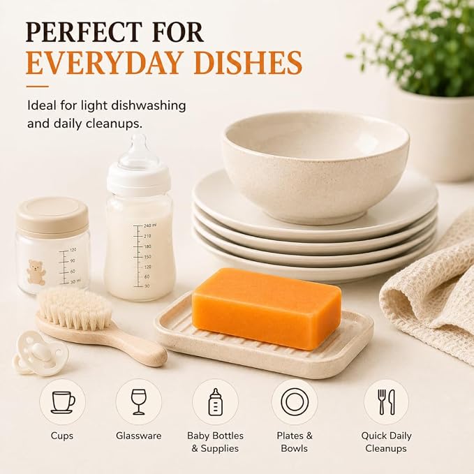 KELEBS 2 Dish Soap Bars | Citrus Essential Oil Formula | Natural & Organic Ingredients | Gentle on Hands | For Plant-Based Kitchens & Light Dishwashing | Biodegradable | No Overpour | Value Pack