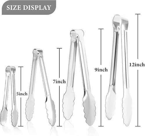 8 Pack Serving Tongs XEVOM Kitchen Tongs, Buffet Tongs, Stainless Steel Food - Image 2
