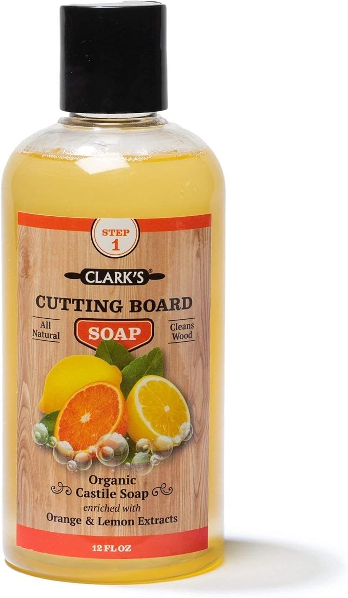 CLARK'S Cutting Board Soap and Scrub Brush from Clean your kitchen boards, bowls, countertops, and utensils the natural way | Castile Based