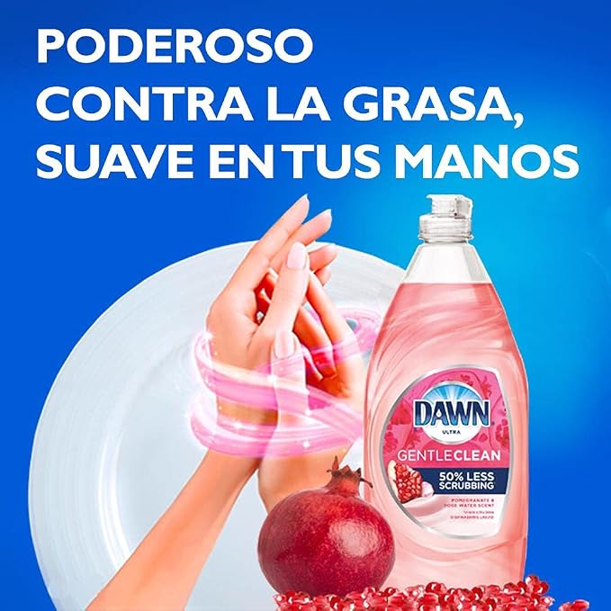 Dawn Ultra Gentle Clean 2x Grease Cleaning Power Dish washing Liquid, Pomegranate Rosewater Scent 16.2 oz