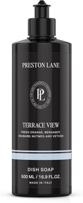 Preston Lane Liquid Dish Soap 16oz, Scented, Grease Cutting - Terrace View | Vegan Dishwashing Soap, Plant Based with Essential Oils, Gentle on Hands, Clean Ingredients