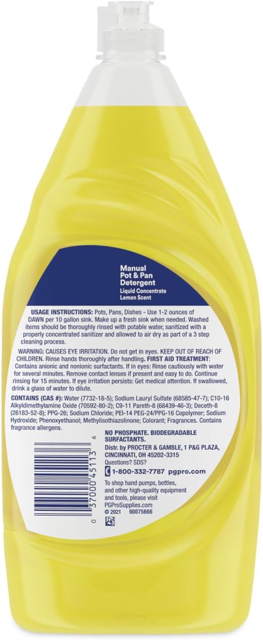 Dawn Professional Manual Pot & Pan Commercial Dish Soap, Lemon Scent, 38 Fl Oz bundled with Heavy Duty Scotch Brite Sponge