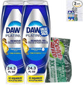 Dawn EZ Squeeze Platinum Liquid Dish Soap 2pk Refreshing Rain Scent 24.3 Fl Oz bundled with Heavy Duty Scotch Brite Sponge