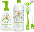 Baby ganics 16 Ounce Dish Dazzler Foaming Dish and Bottle Soap with Refill Kit BUNDLED with Two (2) Bottle Brushes BONUS | Baby bottle and dish soap bundle with refill and 2 bottle brushes. Plant-based, fragrance-free foaming soap.