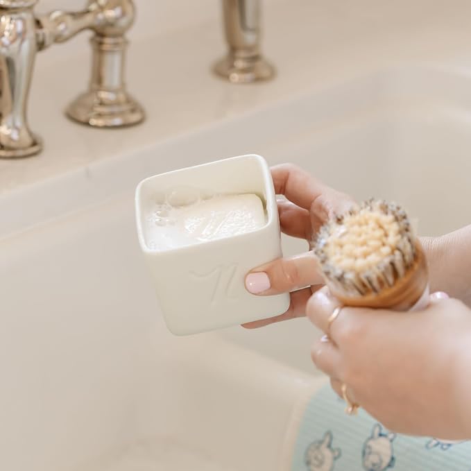 Nellie's Dish Butter | Solid Dish Soap | Lemongrass Scent | Made in Canada | Concentrated Solid Dish Soap, Reusable Ceramic Container, Phosphate-Free, Plastic-Free & Low-Waste Packaging.