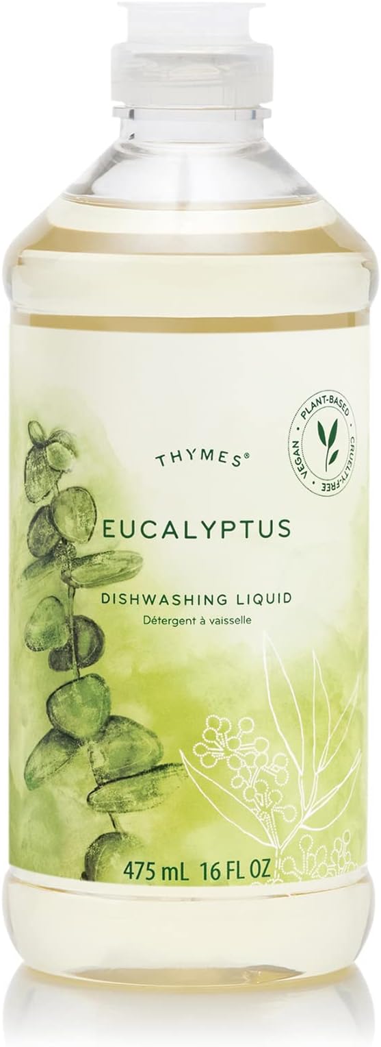Thymes Dishwashing Liquid Soap - Eco Friendly Dish Soap Liquid for Dish Washing - Kitchen House Essentials (Eucalyptus, 16 fl oz)