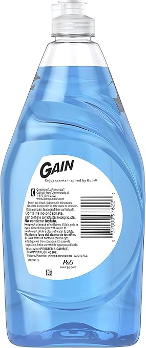 Gain Ultra Bleach Alternative Dishwashing Liquid Dish Soap, Honey Berry Hula Scent - 21.6 Fluid Ounce (Pack of 4)