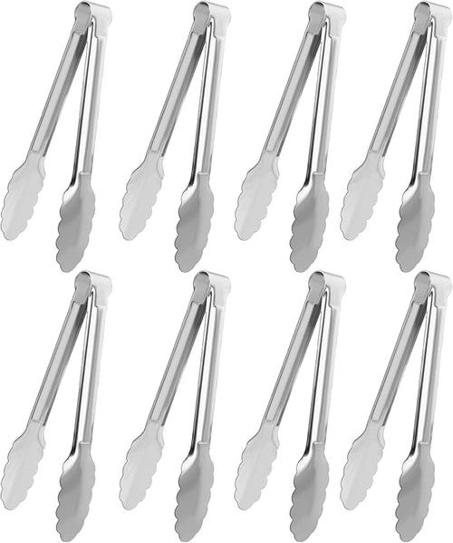 8 Pack Serving Tongs XEVOM Kitchen Tongs, Buffet Tongs, Stainless Steel Food by XEVOM