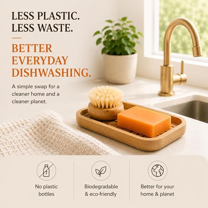 KELEBS 7 Dish Soap Bars | Citrus Essential Oil Formula | Natural & Organic Ingredients | Gentle on Hands | For Plant-Based Kitchens & Light Dishwashing | Biodegradable | No Overpour | Value Pack
