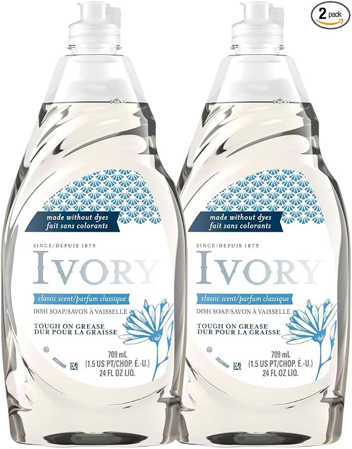 Dish Soap,Classic Scent,24 fl oz 2 Pack | Dishwashing Liquid is gentle on hands yet tough on grease, deep cleans dishes, pots/pans, versatile kitchen use, 2 pack value