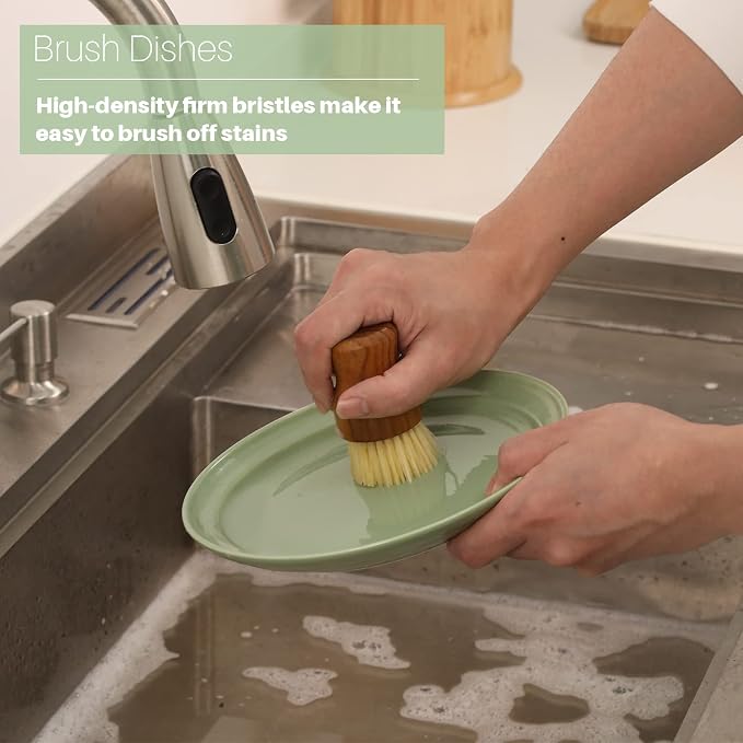 Teak Soap Dish & Dish Scrub Brush by HTB