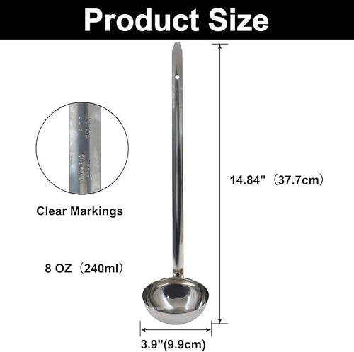 8 Oz Stainless Steel Ladle, Portioning and Serving Soup and Stew in Restaurants - Image 2