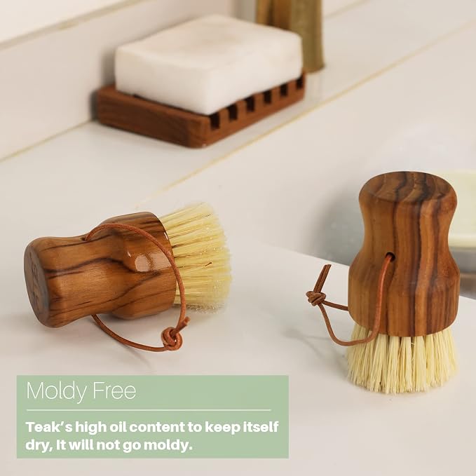 Teak Soap Dish & Dish Scrub Brush by HTB