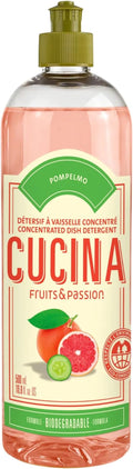 Cucina Fruits & Passion Dish Soap Dishwashing Detergent Refill – Pompelmo (Grapefruit), 16.9 fl oz, Made in Canada