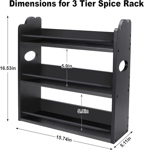 3 Tier Bamboo Spice Rack, Spice Rack Organizer, Seasoning Jars Rack Shelf Spice - Image 2