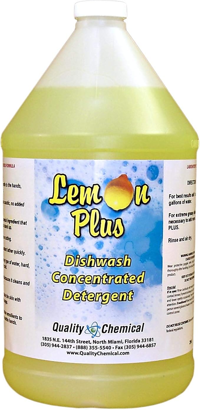 Quality Chemical Lemon Plus extra sudsy liquid dishwash concentrated detergent.-1 gallon (128 oz.)