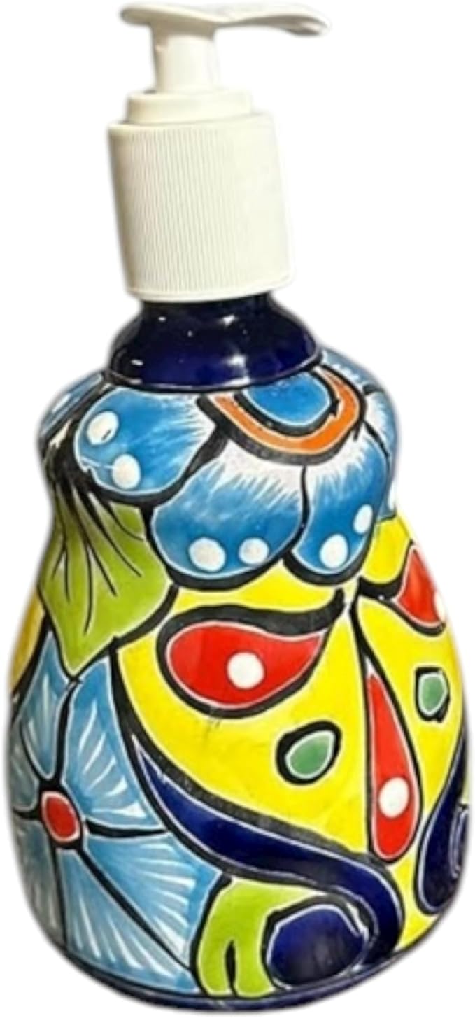 Talavera Soap Dispenser – Hand-Painted Mexican Pottery, Vibrant Ceramic Bathroom & Kitchen Decor (Traditional)