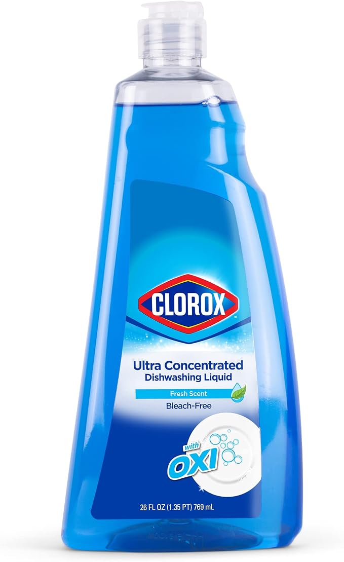 Clorox Ultra Concentrated Liquid Dish Soap with OXI, Fresh Scent - Bleach-Free Dermatologist Tested Dishwashing Detergent That Powers Through Grease and Lifts Stains, 26 Fl Oz - 6 Pack | Bleach-free formula, dermatologist tested, cuts grease on contact...