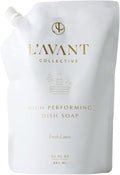L'AVANT Dish Soap Refill, Plant-Based Grease-Cutting, Fresh Linen, 32 Fl Oz | Plant-based grease cutting, Fresh Linen fragrance, gentle on hands, non-toxic formula, refill pouch, cruelty-free, 32 fl oz