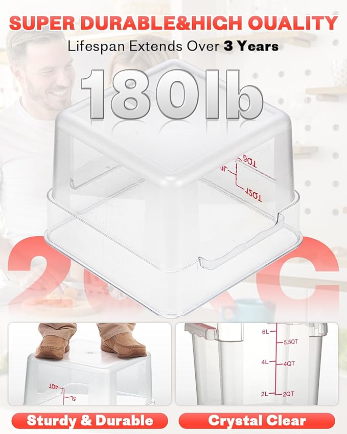 4QT NSF Food Storage Containers: 2 PCS Commercial Clear Food Storage Containers - Image 7
