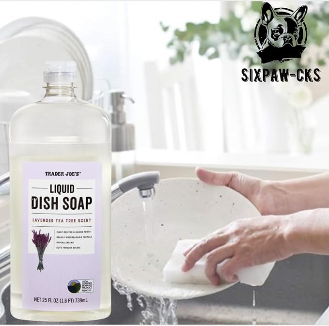 Trader Joes Liquid Dish Soap Varity Pack (Citrus and Lavender Te Tree) Scent 25.Fl (2 Pack) |Bundled Sponge all-purpose|