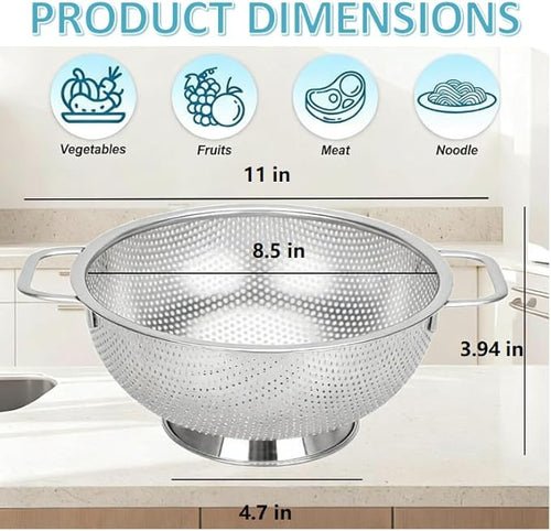 304 Stainless Steel Colander, Micro-Perforated 3-Quart Strainer - Image 2