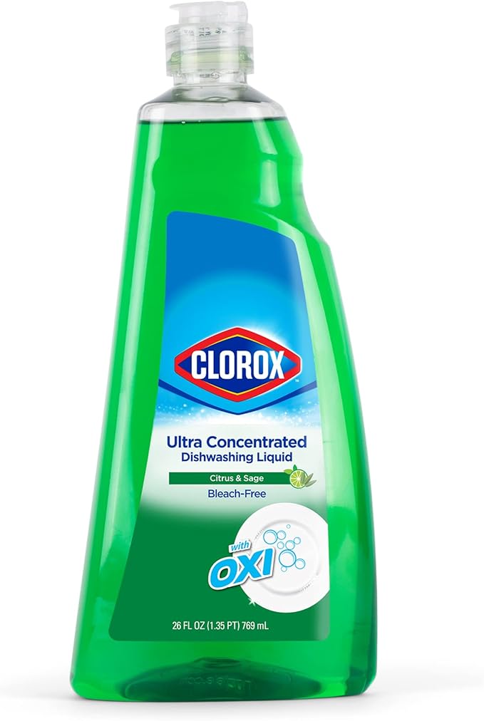 CLOROX 409 Liquid Dish Soap - OXY Powered Dishwashing Liquid Cuts Through Tough Grease FAST Bulk Dishwashing Liquid Soap in Citrus & Sage Scent, 26 Fl Oz (Pack of 6)