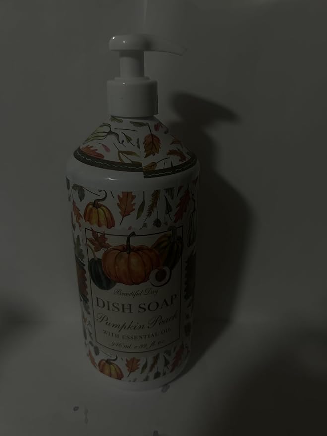 Beautiful Day Pumpkin Peach Dish Soap with Essential Oils – Powerful Grease Fighting Liquid Soap, Fresh Fruity Scent, Gentle on Hands, Effective Kitchen Cleaning