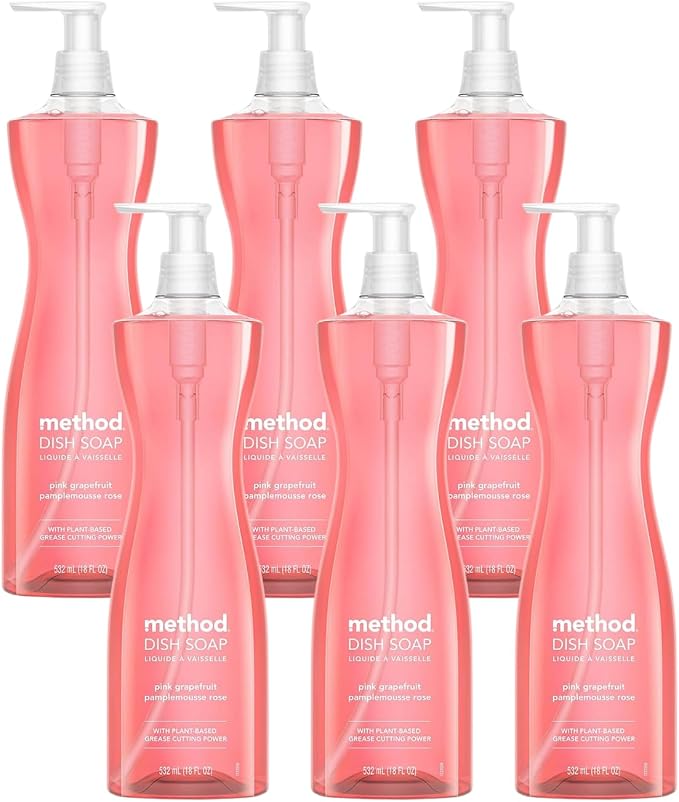 Method Dish Soap, Pink Grapefruit, 18 Ounce, Packaging May Vary (Pack of 6)
