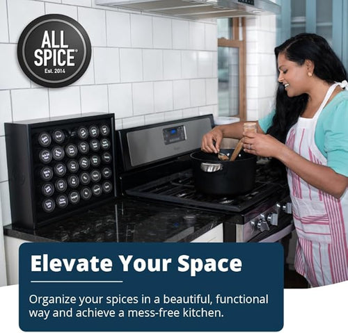 AllSpice Spice Rack Organizer, 525 Unique Labels, Countertop or Wall Mount - Image 2