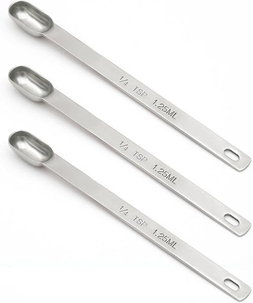 3PCS 1/4tsp Single Measuring Spoon, Stainless Steel Long Handle Individual by BERYLER
