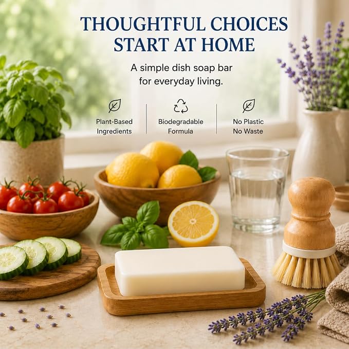 KELEBS 2 Dish Soap Bars | Lavender Essential Oil Formula | Natural & Organic Ingredients | Gentle on Hands | For Plant-Based Kitchens & Light Dishwashing | Biodegradable | No Overpour | Value Pack